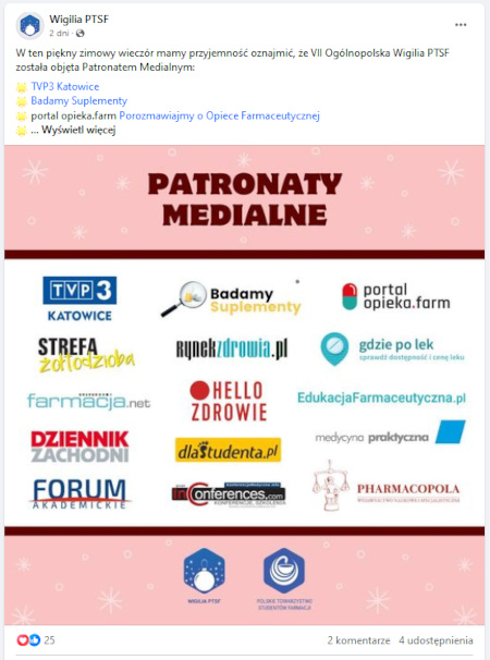 Wigilia PTSF - Patronat Medialny